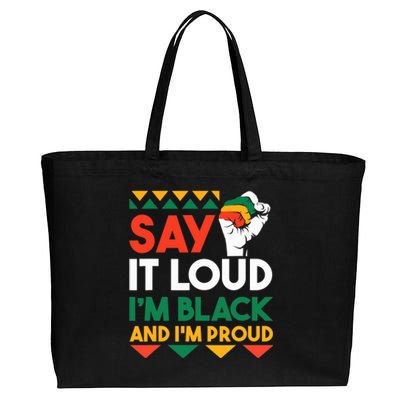 Say It Loud I'm Black & I'm Proud Black History Month Cotton Canvas Jumbo Tote