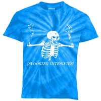 Spooking Intensifies Lazy Halloween Costume Spooky Skeleton Gift Kids Tie-Dye T-Shirt