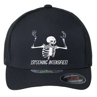 Spooking Intensifies Lazy Halloween Costume Spooky Skeleton Flexfit Unipanel Trucker Cap