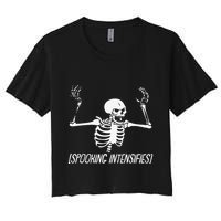 Spooking Intensifies Lazy Halloween Costume Spooky Skeleton Crop Top