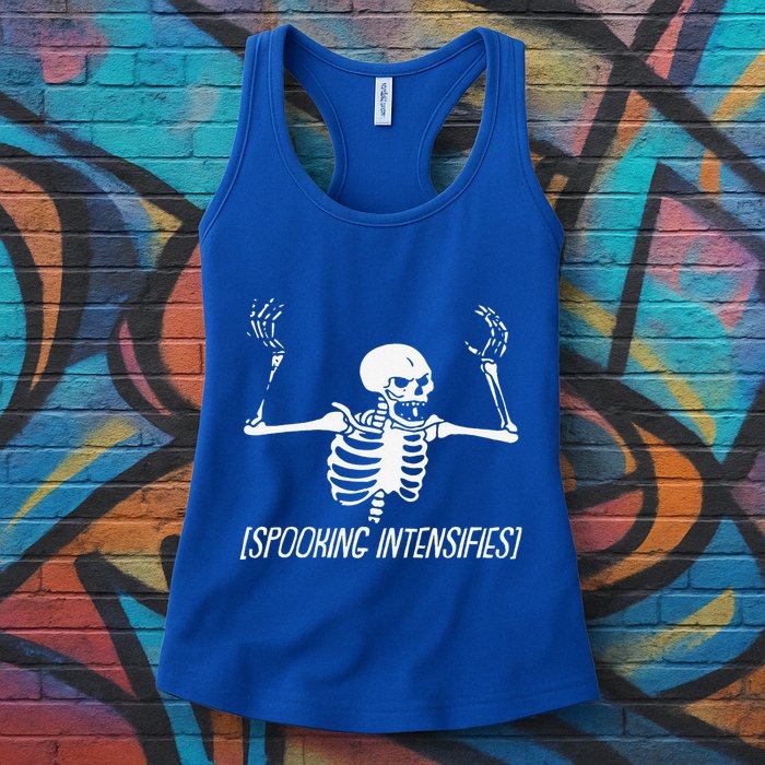 Spooking Intensifies Lazy Halloween Costume Spooky Skeleton Womens Tank Top