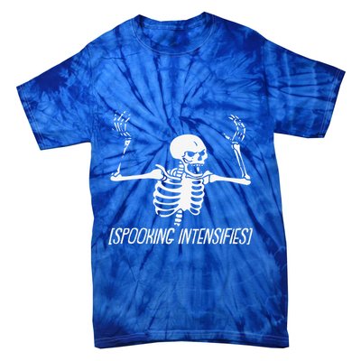 Spooking Intensifies Lazy Halloween Costume Spooky Skeleton Tie-Dye T-Shirt