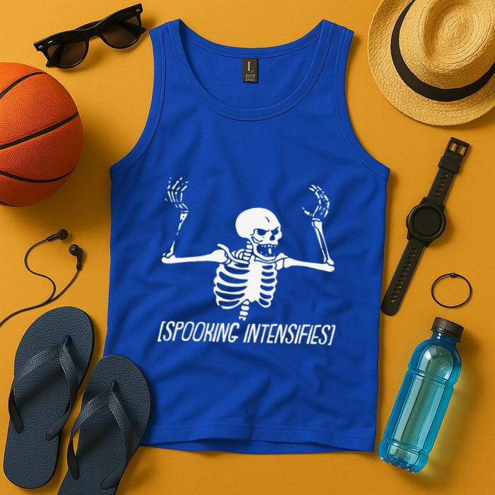 Spooking Intensifies Lazy Halloween Costume Spooky Skeleton Tank Top