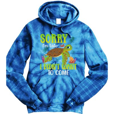 Sorry Im Late I Didnt Want To Come Cute Gift Tie Dye Hoodie