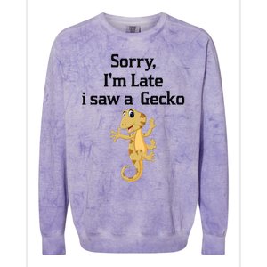 Sorry I'am Late A Saw A Gecko Funny Crested Gecko Gift Colorblast Crewneck Sweatshirt