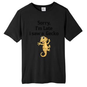 Sorry I'am Late A Saw A Gecko Funny Crested Gecko Gift Tall Fusion ChromaSoft Performance T-Shirt