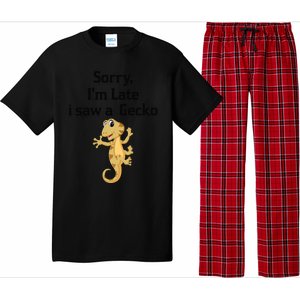 Sorry I'am Late A Saw A Gecko Funny Crested Gecko Gift Pajama Set