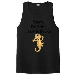 Sorry I'am Late A Saw A Gecko Funny Crested Gecko Gift PosiCharge Competitor Tank