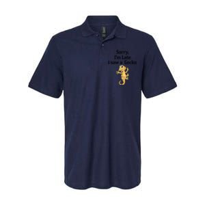 Sorry I'am Late A Saw A Gecko Funny Crested Gecko Gift Softstyle Adult Sport Polo