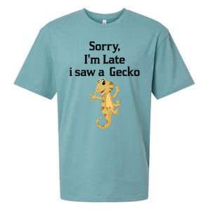 Sorry I'am Late A Saw A Gecko Funny Crested Gecko Gift Sueded Cloud Jersey T-Shirt