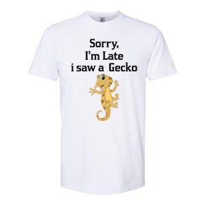 Sorry I'am Late A Saw A Gecko Funny Crested Gecko Gift Softstyle CVC T-Shirt