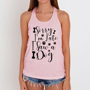 Sorry I'm Late I Saw A Dog Gift Cute Gift Women's Knotted Racerback Tank