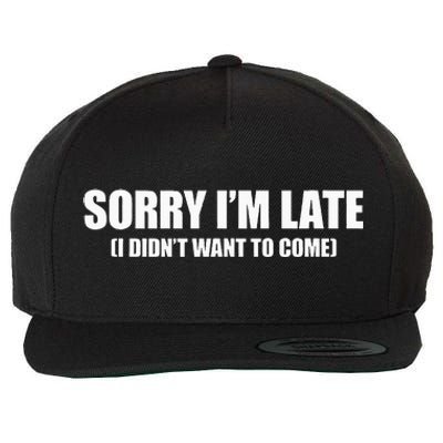 Sorry IM Late I DidnT Want To Come Wool Snapback Cap