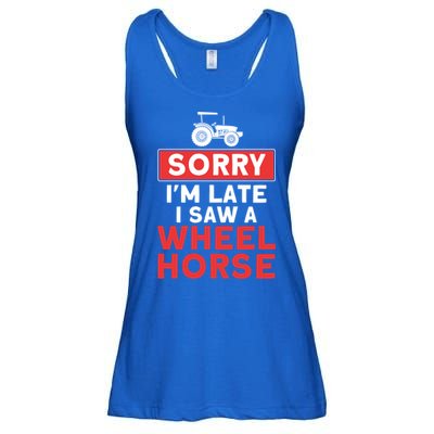 Sorry I'm Late Saw A Wheel Horse Tractor Farmer Gift Ladies Essential Flowy Tank