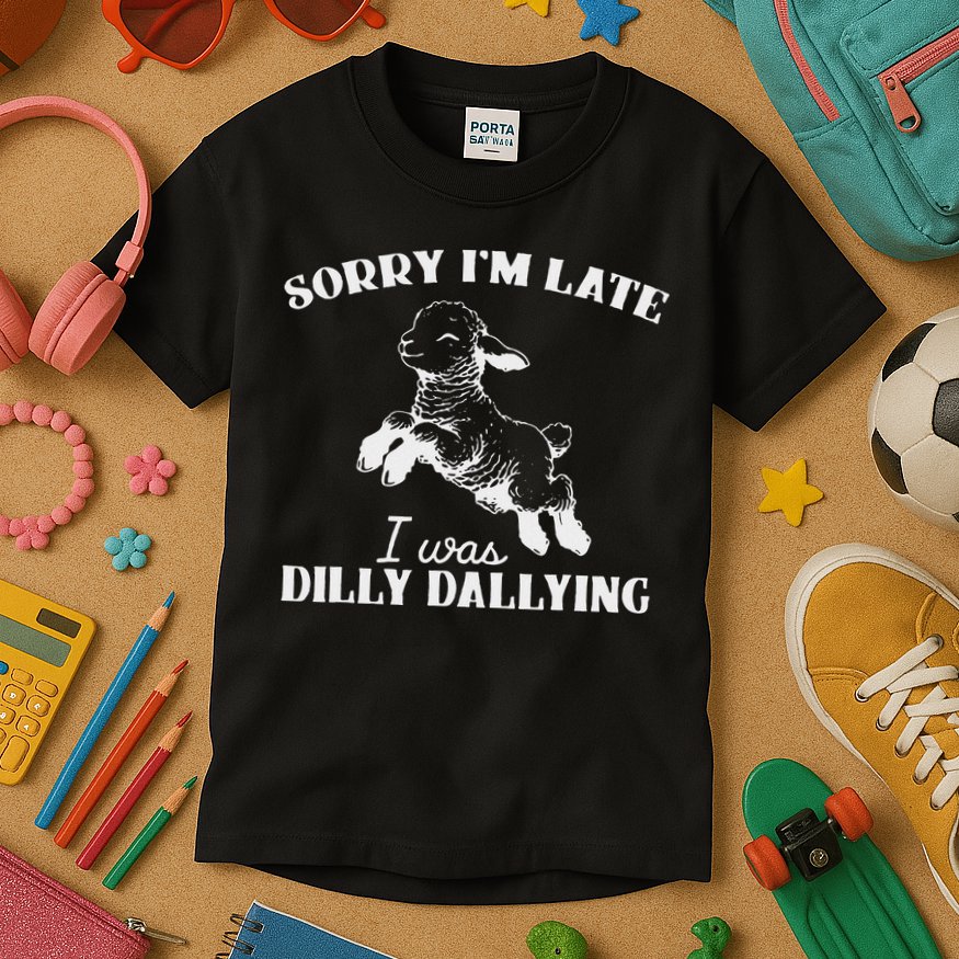Sorry IM Late I Was Dilly Dallying Kids T-Shirt