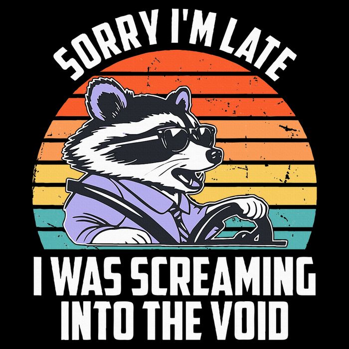 Sorry IM Late I Was Screaming Into The Void Raccoon Pom Pom 12in Knit Beanie
