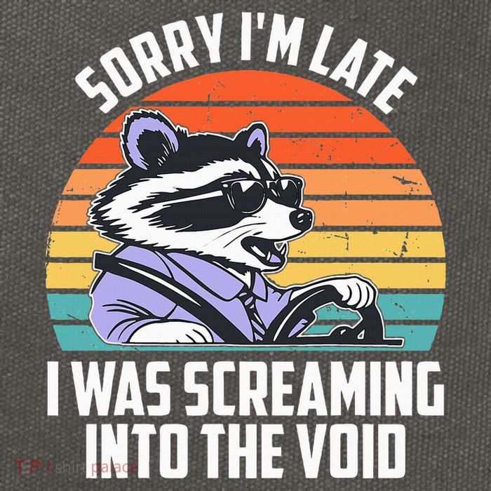 Sorry IM Late I Was Screaming Into The Void Raccoon Cotton Canvas Backpack