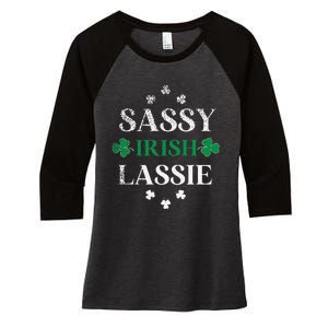 Sassy Irish Lassie St. Patrick's Day Cute Saint Patty's Women's Tri-Blend 3/4-Sleeve Raglan Shirt