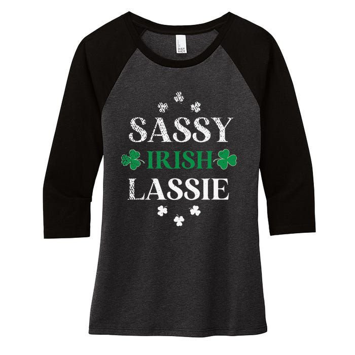 Sassy Irish Lassie St. Patrick's Day Cute Saint Patty's Women's Tri-Blend 3/4-Sleeve Raglan Shirt