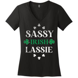 Sassy Irish Lassie St. Patrick's Day Cute Saint Patty's Women's V-Neck T-Shirt