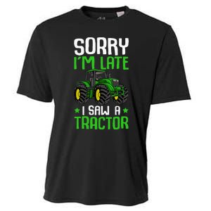 Sorry I'm Late I Saw A Tractor Farm Cooling Performance Crew T-Shirt