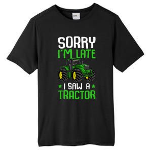 Sorry I'm Late I Saw A Tractor Farm Tall Fusion ChromaSoft Performance T-Shirt