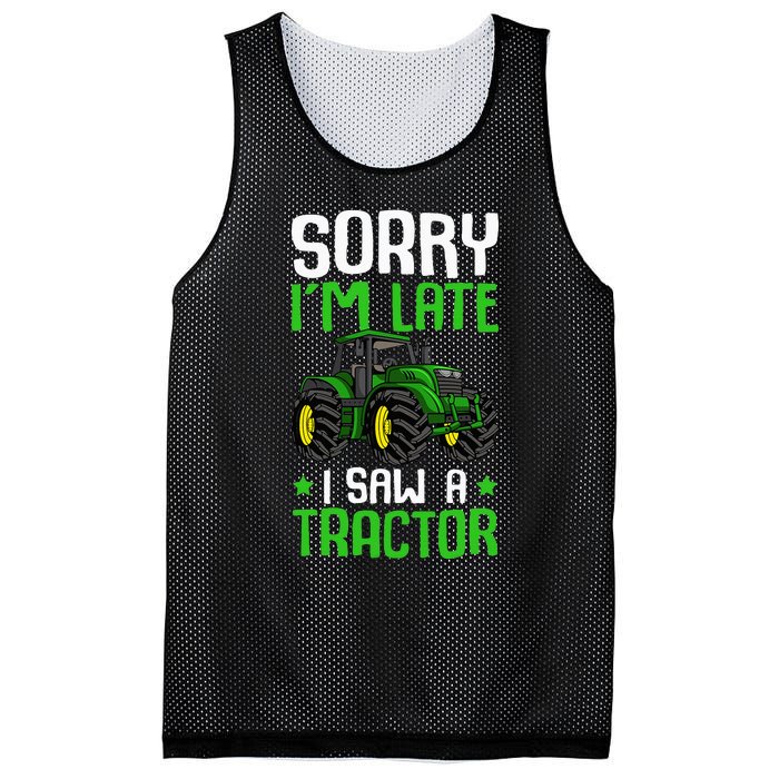 Sorry I'm Late I Saw A Tractor Farm Mesh Reversible Basketball Jersey Tank