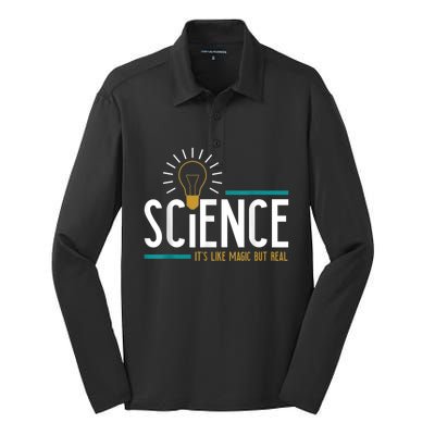 Science Its Like Magic But Real Science H Silk Touch Performance Long Sleeve Polo