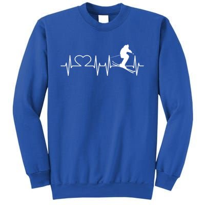 Ski I Love Skiing Heartbeat Ski Slopes Ecg Skiing Funny Gift Sweatshirt