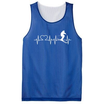 Ski I Love Skiing Heartbeat Ski Slopes Ecg Skiing Funny Gift Mesh Reversible Basketball Jersey Tank