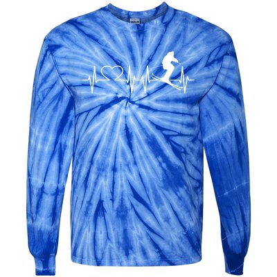 Ski I Love Skiing Heartbeat Ski Slopes Ecg Skiing Funny Gift Tie-Dye Long Sleeve Shirt