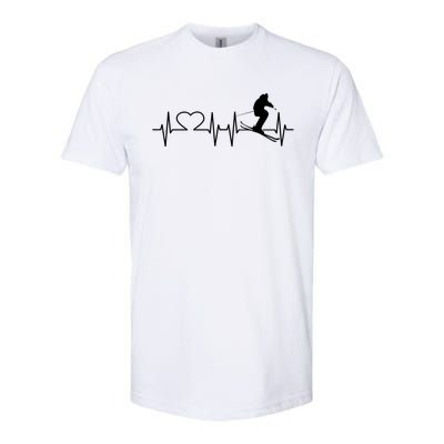 Ski I Love Skiing Heartbeat Ski Slopes Ecg Skiing Funny Gift Softstyle CVC T-Shirt