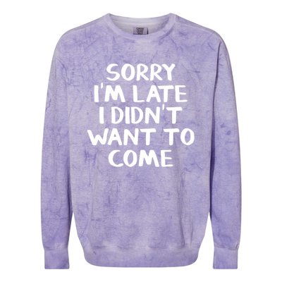 Sorry I'm Late I Didn't Want To Come Gift Colorblast Crewneck Sweatshirt