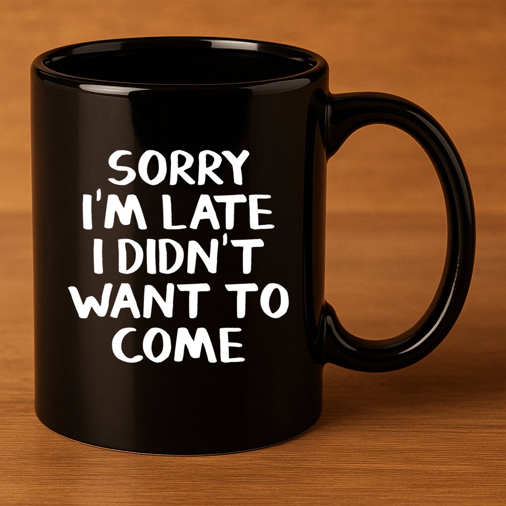 Sorry I'm Late I Didn't Want To Come Gift 11oz C Handle Ceramic Mug