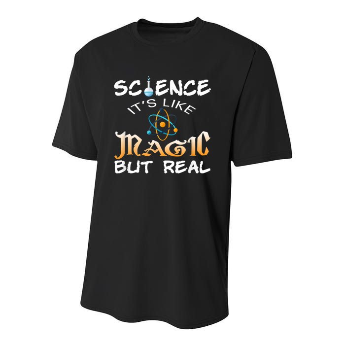 Science Its Like Magic But Real Pun Funny Magical Youth Performance Sprint T-Shirt