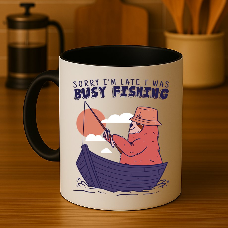 Sorry I'm Late Busy Fishing Mug
