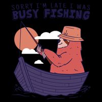 Sorry I'm Late Busy Fishing Flat Bill Trucker Hat
