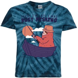 Sorry I'm Late Busy Fishing Kids Tie-Dye T-Shirt