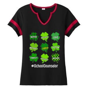 Shamrock Inspire Love Lucky School Counselor St Patricks Day Gift Ladies Halftime Notch Neck Tee