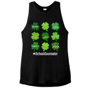 Shamrock Inspire Love Lucky School Counselor St Patricks Day Gift Ladies PosiCharge Tri-Blend Wicking Tank