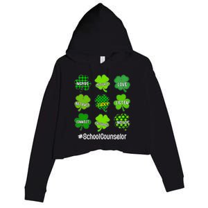 Shamrock Inspire Love Lucky School Counselor St Patricks Day Gift Crop Fleece Hoodie