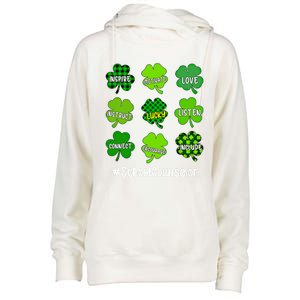 Shamrock Inspire Love Lucky School Counselor St Patricks Day Gift Womens Funnel Neck Pullover Hood