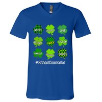 Shamrock Inspire Love Lucky School Counselor St Patricks Day Gift V-Neck T-Shirt