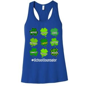 Shamrock Inspire Love Lucky School Counselor St Patricks Day Gift Women's Racerback Tank