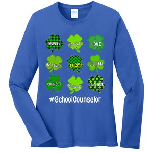 Shamrock Inspire Love Lucky School Counselor St Patricks Day Gift Ladies Long Sleeve Shirt