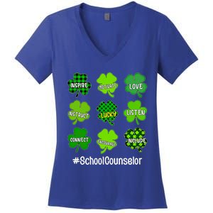 Shamrock Inspire Love Lucky School Counselor St Patricks Day Gift Women's V-Neck T-Shirt