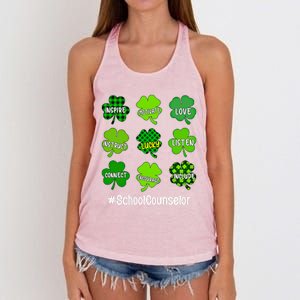 Shamrock Inspire Love Lucky School Counselor St Patricks Day Gift Women's Knotted Racerback Tank