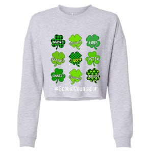 Shamrock Inspire Love Lucky School Counselor St Patricks Day Gift Cropped Pullover Crew