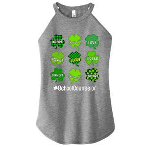 Shamrock Inspire Love Lucky School Counselor St Patricks Day Gift Women's Perfect Tri Rocker Tank