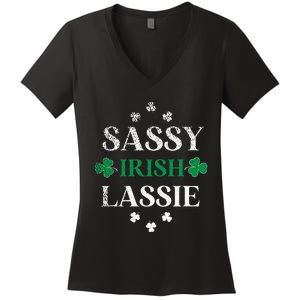 Sassy Irish Lassie St. Patrick's Day Cute Saint Patty's Women's V-Neck T-Shirt